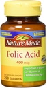 Nature Made Folic Acid (400 mcg) Tabletas, 250 Cuenta, Paquete de 2