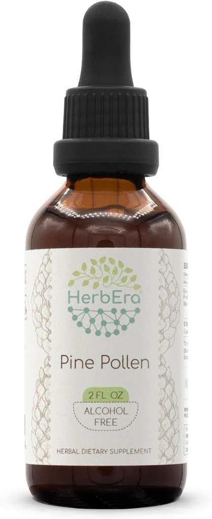 HerbEra Pine Pollen B60 Alcohol Free Herbal Extract Tincture, Concentrated Liquid Drops Natural (Song Hua Fen, Scots Pine, Pinus Sylvestris) 2 fl oz