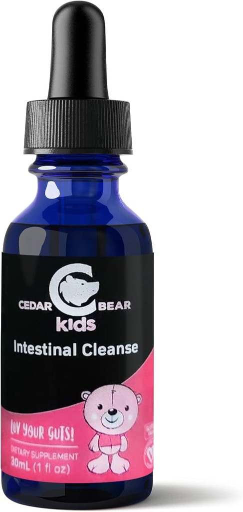 Oso de Cedro - Limpieza intestinal para niños, Suplemento herbario líquido para limpieza desintoxicante y digestiva con hierbas naturales, gotas de limpieza sin alcohol para niños, 1 fl oz / 30 ml