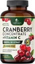 Píldoras de arándano para mujeres - 500 mg Natural Urinary Tract Health Support - Concentrated Formula from Whole Fruit Cranberry & Vitamin C - Sugar Free, Gluten Free, Non-GMO Suplemento - 60 cápsulas