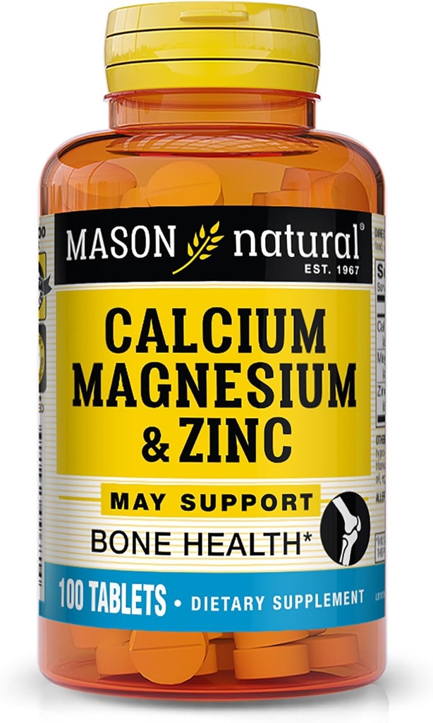 Magnesio de calcio natural Mason &amp; Zinc, 100 Tabletas