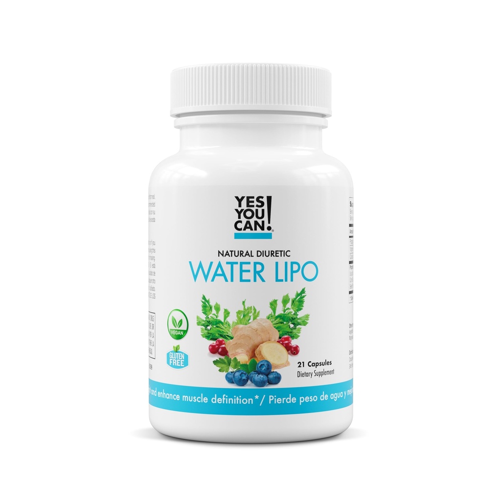 ¡Sí puedes! Píldoras Lipo de agua natural - Limpieza diurética con electrolitos & vitaminas - Ayudas con retención de agua - Sin gluten, 21 cápsulas por botella
