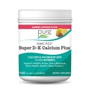 Ionic Fizz Super D-K Calcium Plus por Esencia Pura - con Magnesio Extra, Vitamina D3, Vitamina K2 para Huesos Fuertes y Soporte de Estrés - Raspberry Lemonade - 14.82oz