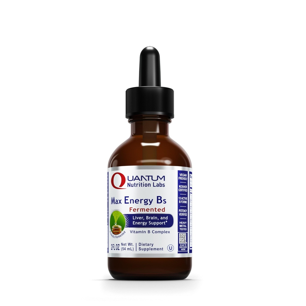 Laboratorios de nutrición cuántica Max Energy B - Vitamina B Complejo gotas líquidas, Suplemento de vitamina B orgánica para mujeres y hombres, vitamina B1, B2, B3, B6, B12 - 2 Fl Oz