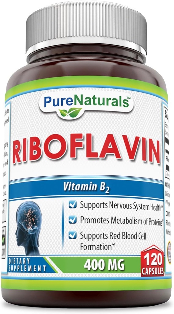 Naturales puros Riboflavin 400 Mg 120 cápsulas