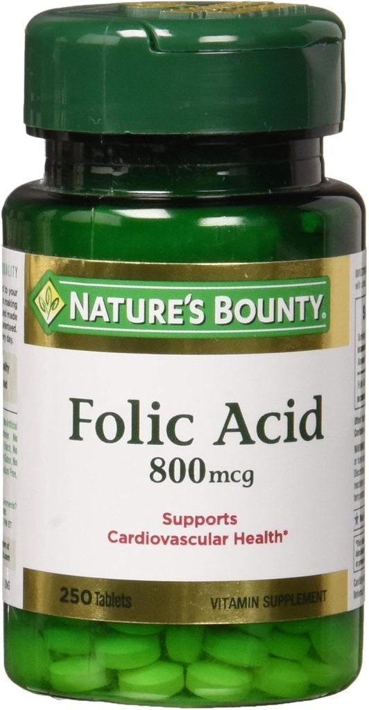 Botín de la naturaleza Ácido fólico 800 mcg, 250 Tabletas (Pack de 2)
