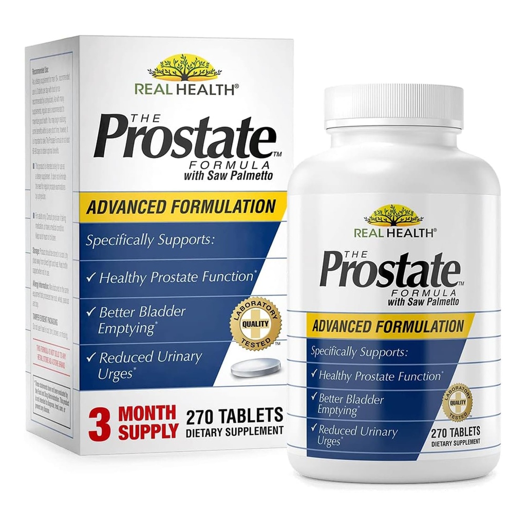 Real Health The Prostate Formula - Advanced Prostate Health Supplements for Men, Saw Palmetto Formula for Healthy Bladder and Urinary Support, with Pomegranate, Zinc, " Pumpkin Seed - 270 Count