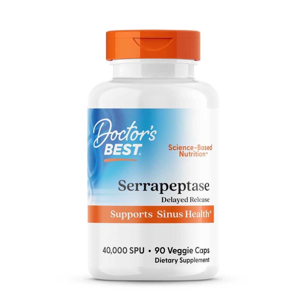Mejor Serrapeptase del médico, 40.000 SPU, soporta la salud sinusal, no GMO, Vegan 90 Veggie Caps