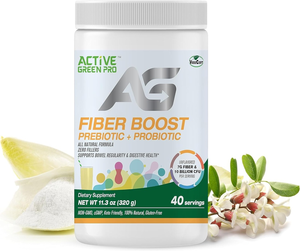 Fibre Boost Prebiótico + Probiótico - Orgánica - Enzima & producción de vitaminas - Soporta la regularidad intestinal - Salud Digestiva - Inflavoured - Gluten Free - Sugar Free - 320g/40 Servings