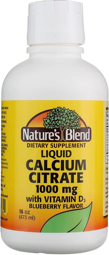 Citrato de calcio de la naturaleza con D3 Blueberry Flavored Liquid 16 oz Cada uno (Pack of 4)