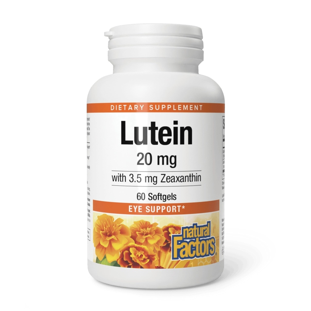 Factores naturales - Lutein 20mg, Antioxidante natural para apoyar la salud de los ojos, 60 geles blandos