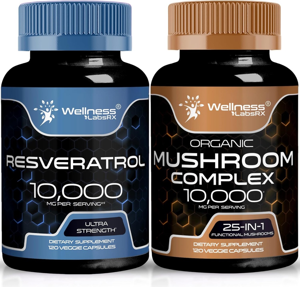 Resveratrol Capsules 10,000mg - Mushroom Suplemento cápsulas