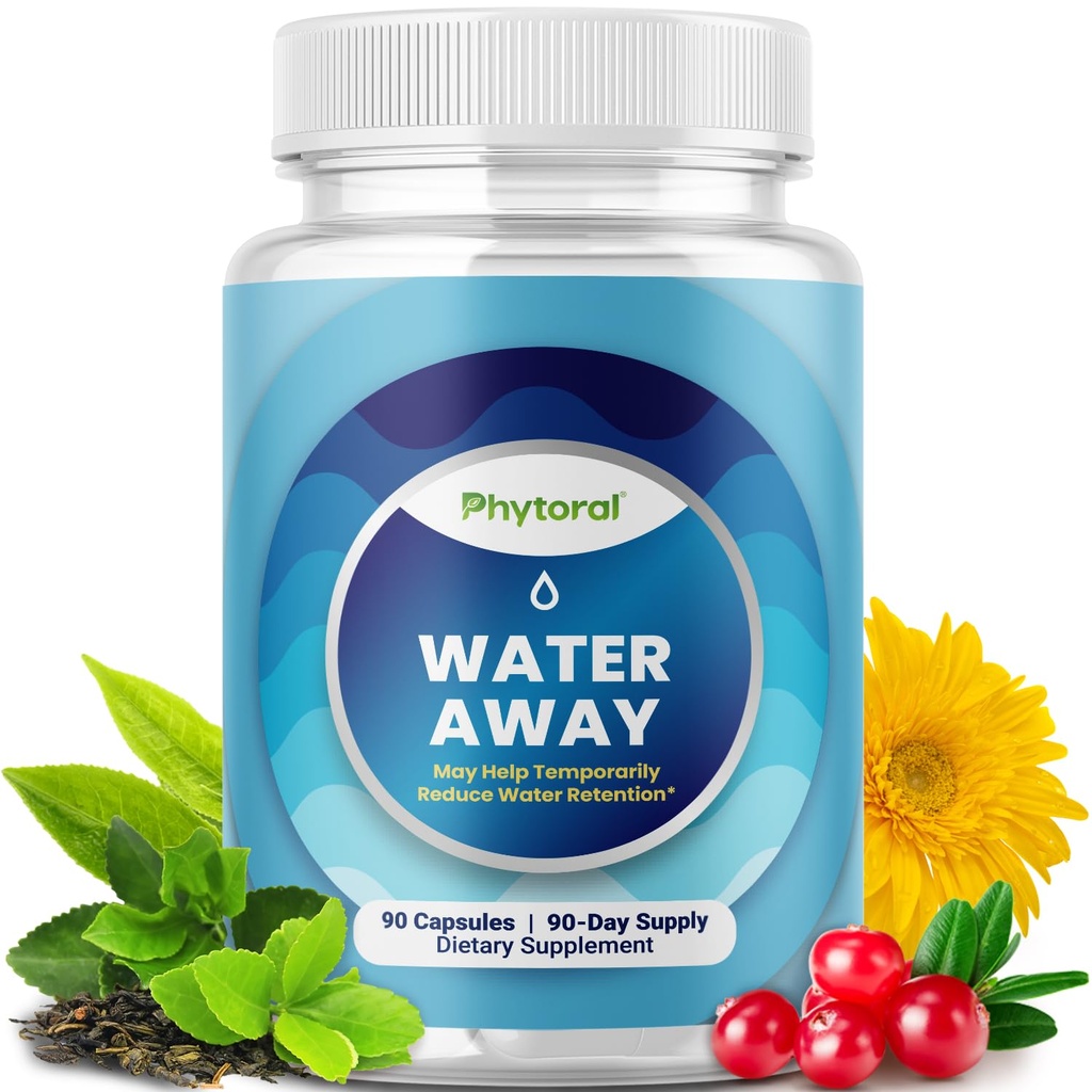 Píldoras de retención de agua para hombres y mujeres - Suplementos herbales diuréticos - Suplemento de retención fluida con el extracto de hoja de dandelión " Té verde para el alivio de ruborización - Píldoras para la hinchazón de pies de pierna - 90 condes