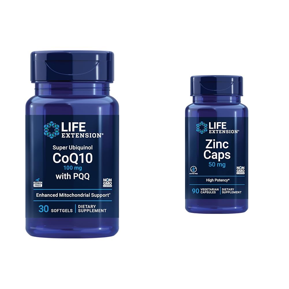 Super Ubiquinol CoQ10 con PQQ, CoQ10, PQQQ, shilajit, Heart Health & Zinc Caps, zinc 50 mg, zinc Citrato, Apoyo Las defensas Inmunitarias del Cuerpo