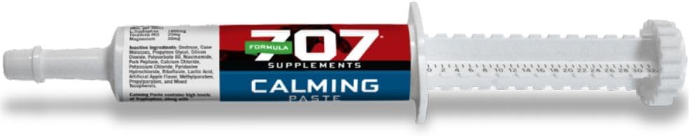 Fórmula 707 Paste de Equino Calmante, 2 Servimientos – Aceleración de L-Tryptophan Apoya la calma y el foco para los caballos nerviosos