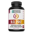 Zhou N.O. Pro - Suplemento de óxido nítrico Premium para Hombres " Mujeres, Corazón, Musculo " Apoyo a la sangre con hoja de remolacha " L Arginine, Booster de óxido nítrico natural - 120 cápsulas vegetales