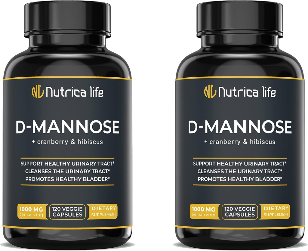Tratamientos de Infección de Tracto urinario D Mannose 1000mg Capsules - D-Mannose " Píldoras de Arándano con Hibiscus Extract - Strength Urinary Tract Health