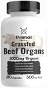 Complejo de órganos de carne de res primal - hígado, corazón, páncreas, bazo, " Apoyo a los riñones salud general " - 180 cápsulas, 3000 mg por servicio