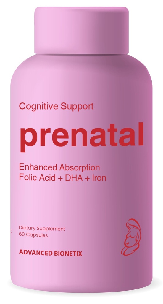 Vitaminas prenatales Bio-Availables para Mujeres, ácido fólico metilado natural, DHA Omega 3. Previo multivitamínico durante " Embarazo post