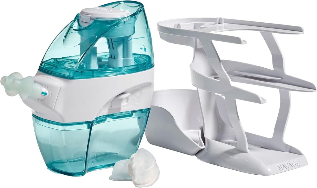 Navage Essentials Bundle - Nasal Irrigation System - Saline Nasal Rinse Kit con 1 Navage Nose Cleaner, 30 Salt Pods y 1 Countertop Caddy