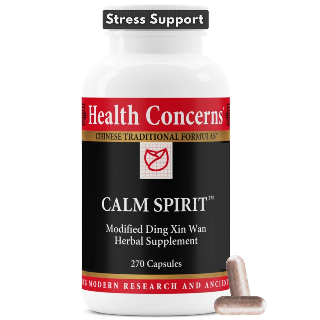 Health Concerns Calm Spirit - Stress Relief Supplement with Chinese Herbal Blend - Supports Calm Mood, " Emotional Wellness - Magnesium Glycinate " Hawthorn Extract - 270 Capsules