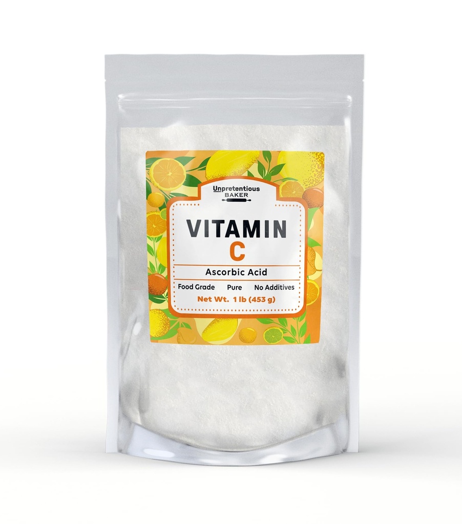Unpretentious Vitamin C Powder Baker (1 lb) Acido ascóbico, bolsa resealable