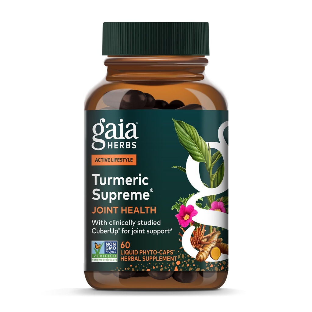 Gaia Herbs Turmeric Supreme Joint Health - Joint Support Supplement - with Quercetin, Black Pepper, Boswellia, Ginger Root, Curcuminoids, " Más - 60 Liquid Phyto-Capsules (15-Day Supply)