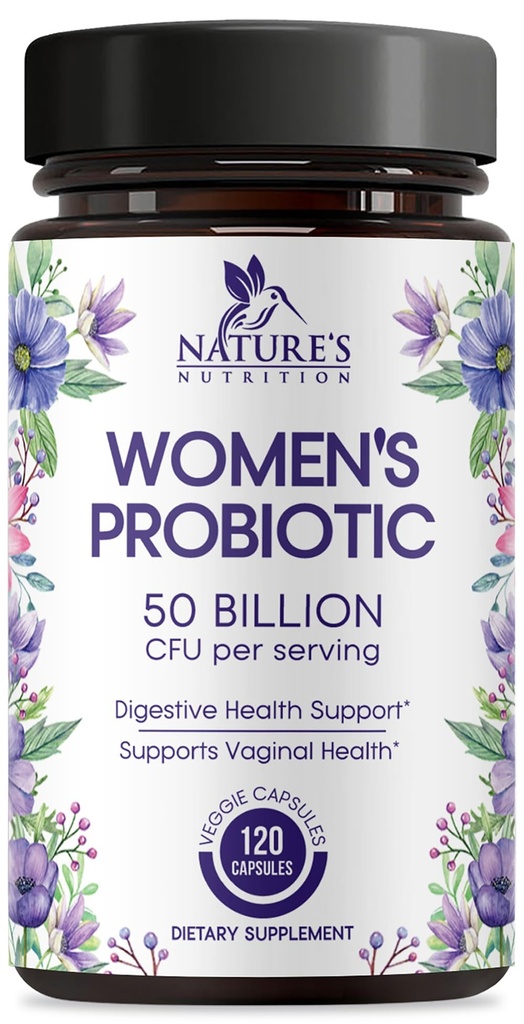 Probióticos para Mujeres 60 Billones CFU - 16 Strains, Salud Digestiva, Apoyo Vaginal PH &amp; Immune, Prebióticos & Arándano, Gut Health & Urinary Support, Estante Stable Women's Probiotic - 120 cápsulas