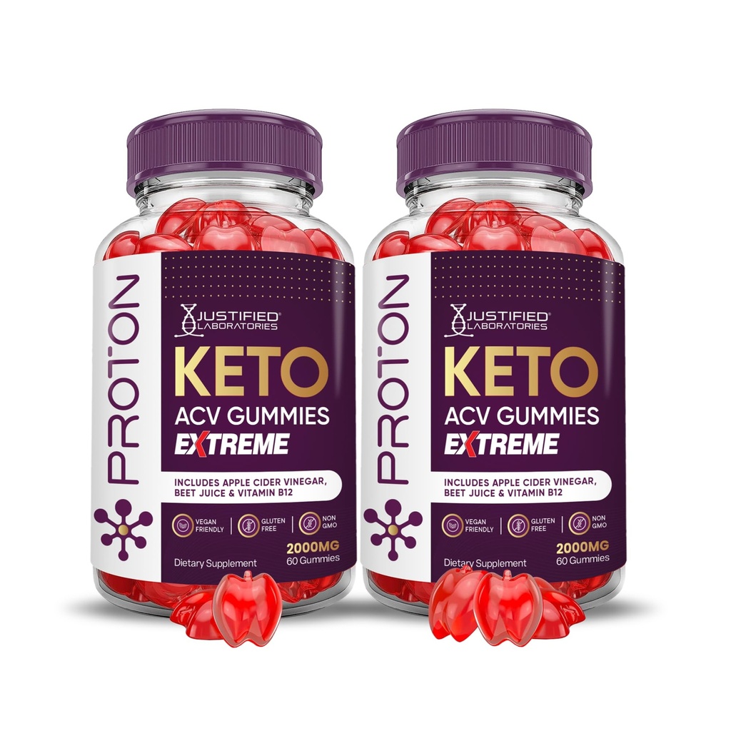 Justified Laboratories Proton Keto ACV Gummies Extreme (2000 mg) - 60 Count, Pack of 2 - Formulated with Apple Cider Vinegar, Folate & Vitamin B12 - Non-GMO, Vegan, Gluten Free - 60 Servings