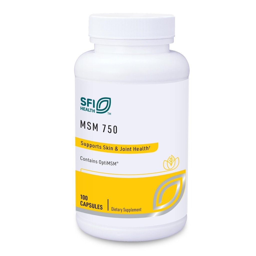 Klaire Labs SFI Health MSM 750 - Clinically Tested to Support Joint Comfort & Structure, Methylsulfonylmethane as OptiMSM (100 Capsules)