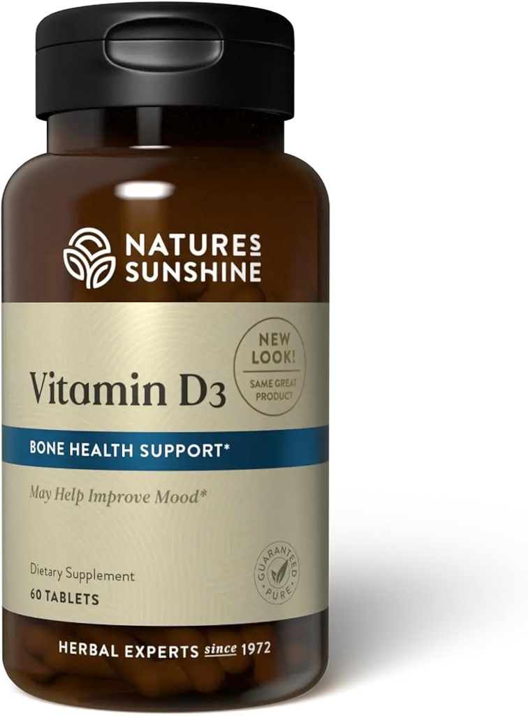 La vitamina D3 de la naturaleza, 60 tabletas vivienda soporta la salud ósea, contribuye a la salud general, y puede mejorar el humor