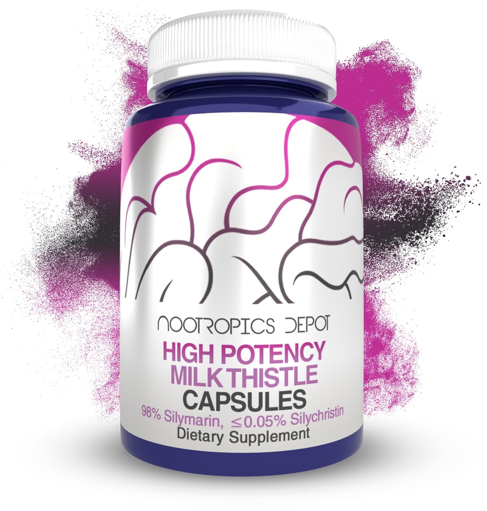 Nootropics Depot High Potency Milk Thistle Extract Capsules  durable 200mg de Silymarins de Silybum marianum  60 Conde