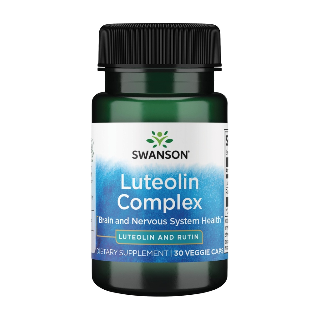 Complejo Swanson Luteolin w/Rutin - Suplemento de Apoyo al Cerebro Promoción de la Memoria, Mood & Cognitive Health - Fórmula Natural para ayudar a mantener el sistema nervioso - (30 cápsulas vegetarianas)
