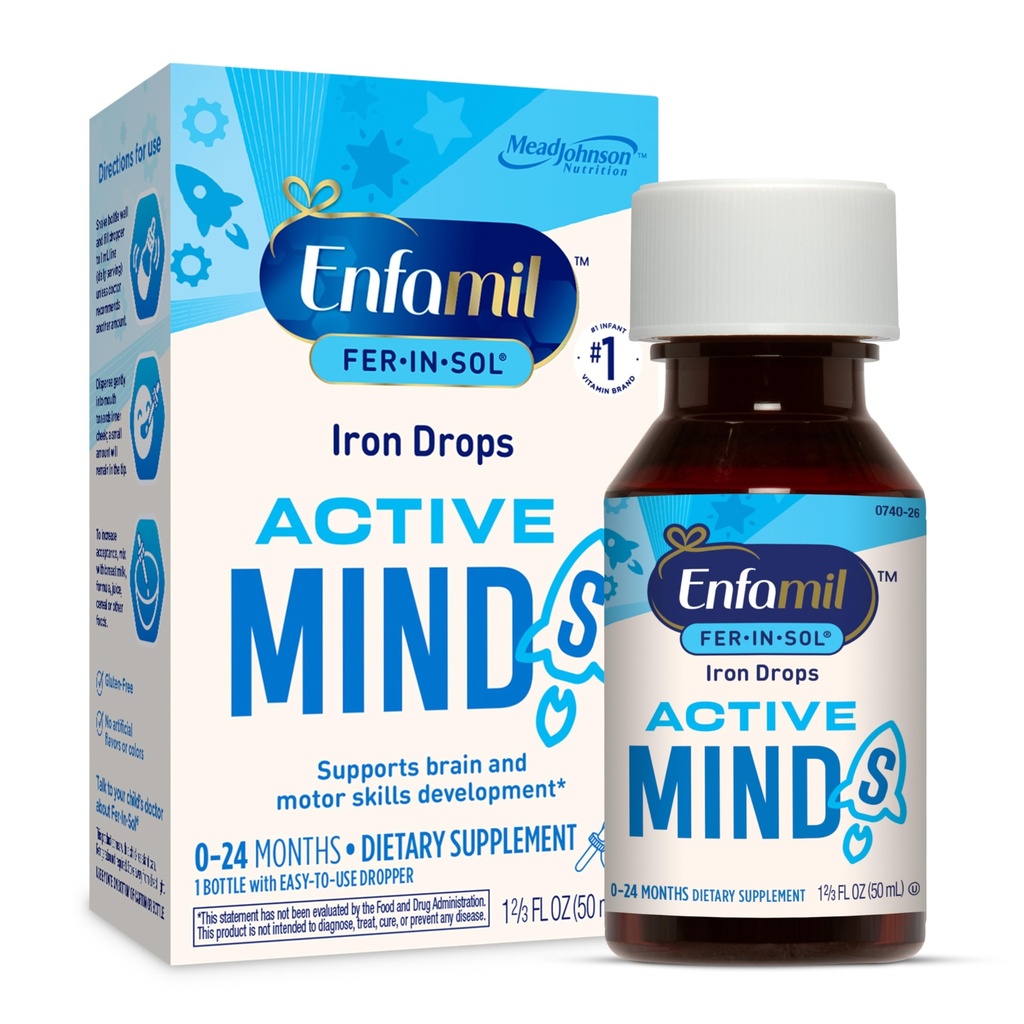 Enfamil Fer-In-Sol Iron Supplement Drops for Infants ' Toddlers, Supports Brain Development, 50 mL Dropper Bottle