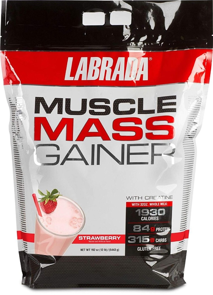 Labrada Nutrición Muscle Mass Gainer, Fresa, 12 libras