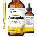 Wild &amp; Organic Astragalus Tincture - Suplemento de apoyo inmunitario w / Extracto de raíz de astragalus - Tintura vegana para la inmunidad - azúcar &amp; gotas libres de alcohol - 4 fl oz