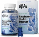 Wild &amp; Organic Lung Detox Gummies - 1000 mg Mullein Gummies for Lungs Cleanse - Natural Supplements with Mullein Leaf Extract and Mushroom Blend - 60 Vegan, Non-GMO Chews