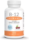 Mauricettes Natural Vitamina B-12 Methylcobalamin 1000mcg - 100 Chewable Cherry Tablets - Sublingual B 12 Suplemento para el soporte energético - Gelatin Free
