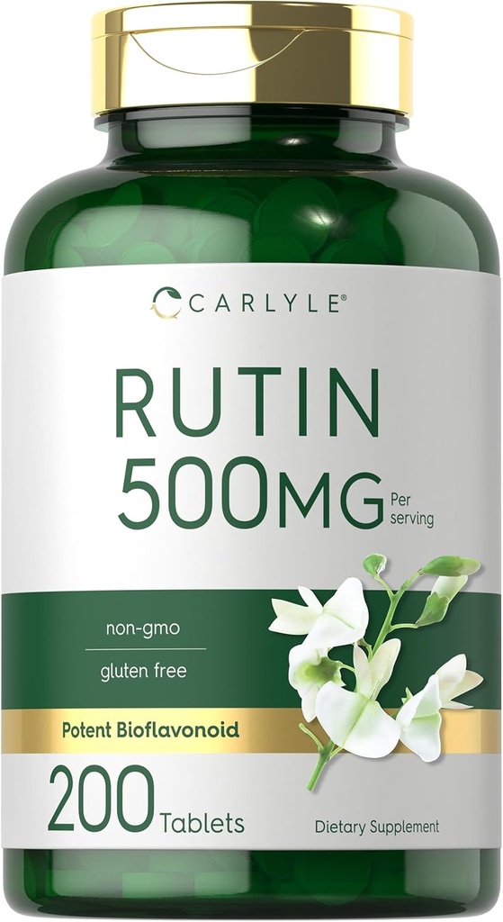 Carlyle Rutin Suplemento 500mg tención 200 Tablets ← Vegetarian, Non-GMO, Gluten Free