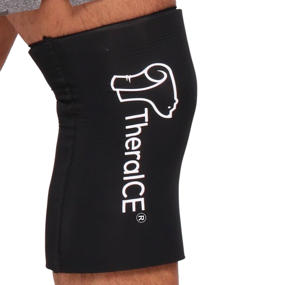 TheraICE Knee Ice Pack Wrap Compression Sleeve for Injuries, Reusable Gel Cold Packs Brace También para Elbow, Ankle &amp; Calf - Flexible Cold Wrap Recovery for Meniscus, ACL, MCL Pain Relief
