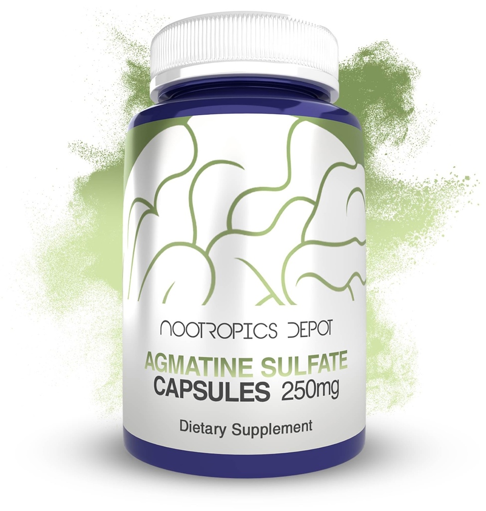 Nootropics Depot Agmatine Sulfate Capsules TENIDO 250mg TEN 240 Conde TENIDO Energy Supplement TEN Amino Acid Derivative TEN Apoya la Fuerza Física y la Recuperación de la Operación Nitric Oxide Booster