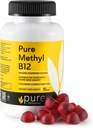 Methyl B12 Vitamin Gummies - Vegan Vitamina B12 Methylcobalamin Gummies for Adults &amp; Kids - Chewable B-12 gummy for Energy &amp; Nerve Función - Sin gluten, sin lácteos, Kosher-60 Gummies 1500 mcg