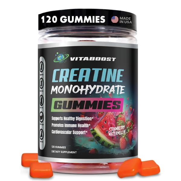 Creatine Gummies 5g- Natural Creatine Monohydrate para Hombres " Mujeres- Delicious Strawberry Watermelon Flavor- Boost Strength, Energy &amp; Muscle Growth- Vegan Pre Workout Gummies- Made in USA