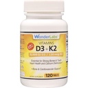 Wonder Laboratories Vitamina D 5,000 UI, Vitamina D3 + K2 Soporta un sistema saludable de inmunológico, esencial para huesos fuertes, salud cardíaca y distribución de calcio, 120 Tabletas