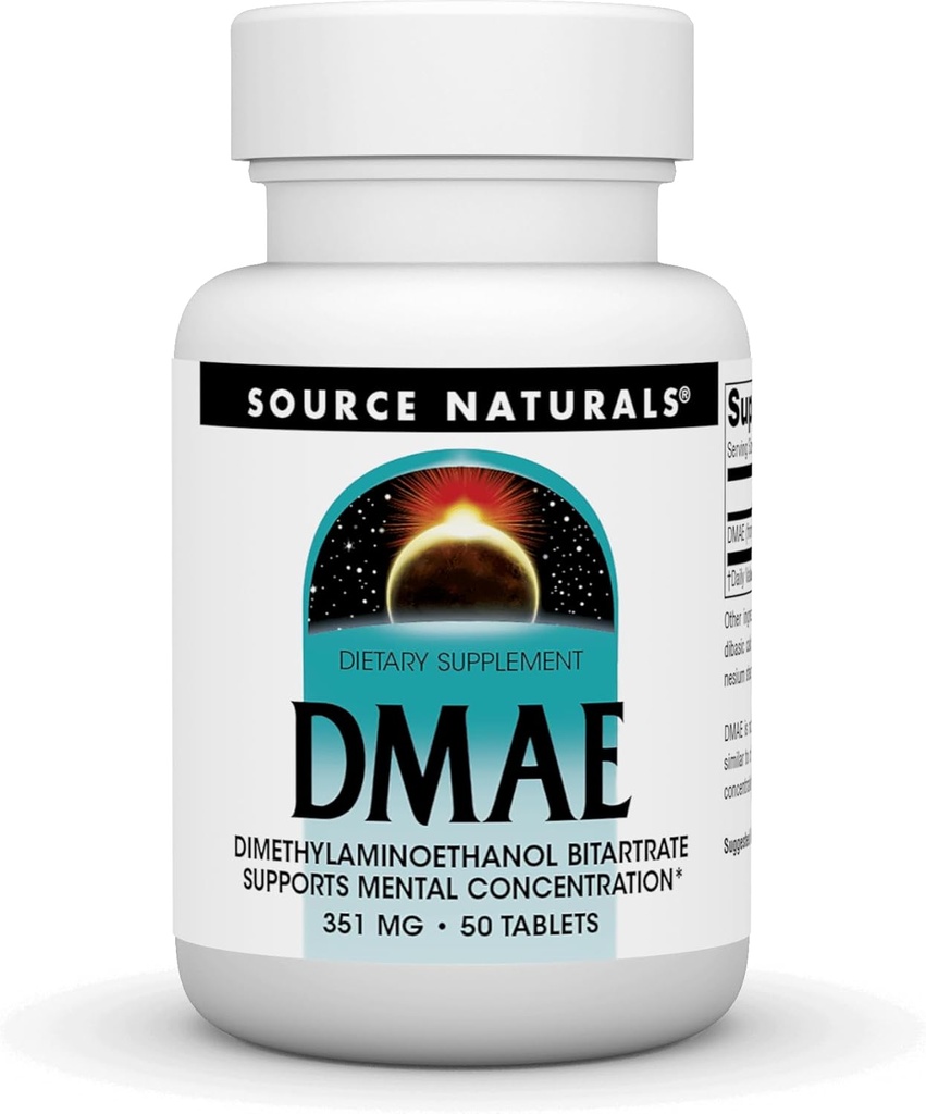 Fuente Natural DMAE, Dimethylaminoethanol Bitartrate - apoya la concentración mental - 50 tabletas