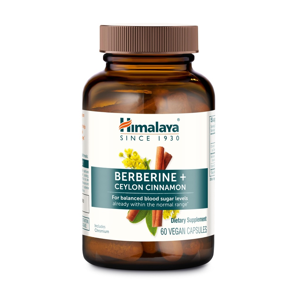 Himalaya Berberina con canela de Ceylán - Suplemento herbal para apoyar el metabolismo normal, inmune y salud digestiva - Vegan, Gluten Gratis, 60 cápsulas vegetarianas