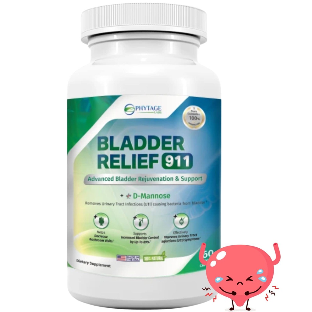 Bladder Relief 911 – Advanced Urinary Tract & Bladder Support Supplement for Men and Women – with 1000mg D-Mannose, Cranberry Extract, Hibiscus & Dandelion Root – 60 Veggie Capsules
