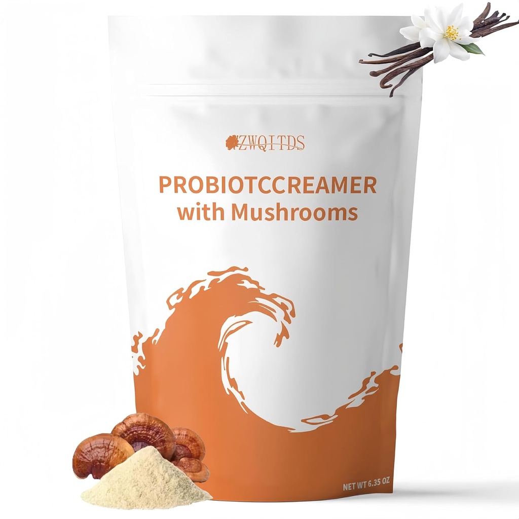 Cremador Probiótico con Mushrooms & Probióticos - Alto en mezcla patentada de 6 piezas, Un billón de CFU de probióticos soporta un microbioma intestinal equilibrado - dosis única: 1 tbsp (7 g) Disponible 30 veces