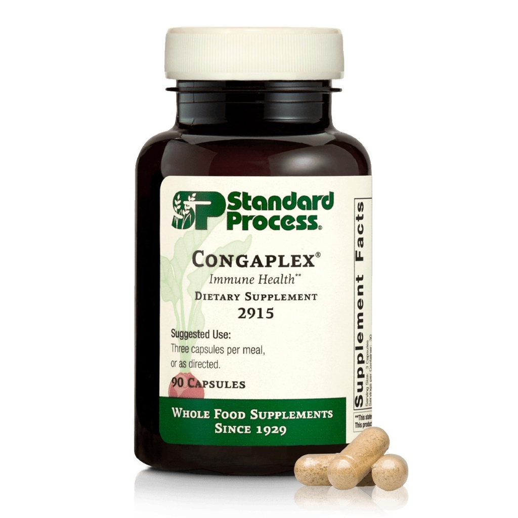 Standard Process Inc. Congaplex, Thymus Gland Support Supplement, Support Immune Health with Calcium Lactate, Magnesium, Vitamina C & Vitamina A, Immune System Aid with Mushroom Powder - 90 Capsules