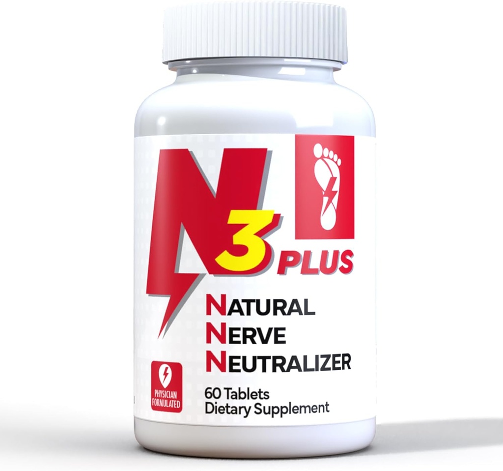 N3 Natural Nerve Neutralizer Plus - Suplemento de soporte Nerve con vitamina D3, B1, B6 &amp; B12, DHA de la vida, ácido lipoico alfa, Acetyl-L-Carnitina & Turmérico - Nerve Reparación & Regeneración Fórmula (Tablas)